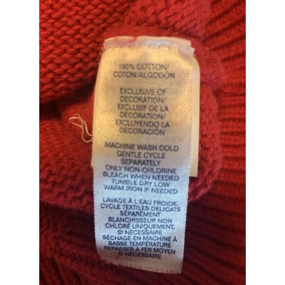 Chaps Cotton Red Mock Neck Polar Bear Fair Isle Knit Sweater Size XXL - Picture 7 of 8